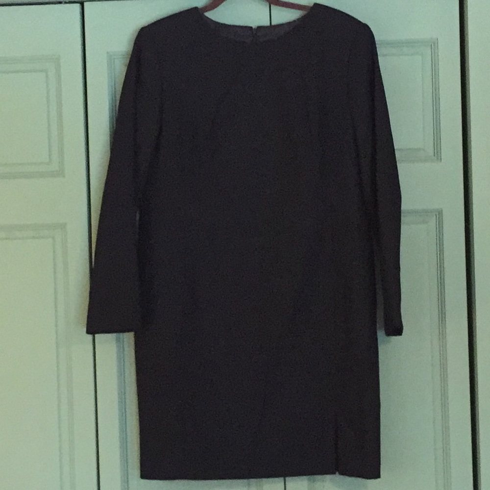 JG Hook wool crepe long sleeve black dress 14P